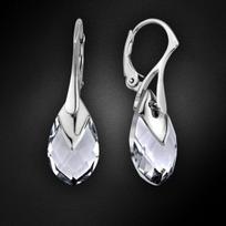 Sidabriniai auskarai moterims DiamondSky „Baroque II (Light Chrome)" su Swarovski kristalais