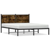 dvivietė lova，suaugusiųjų lova，Lovos rėmas be čiužinio, dūminio ąžuolo, 140x200cm, metalas CFE1117505