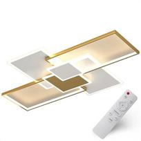 LED lubinis šviestuvas plafonas 110x71cm auksinis-baltas, su pulteliu, reguliuojama spalva, modernus Glamour