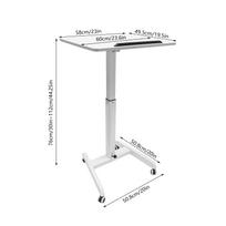 White Rectangular Mobile Standing Desk, Standing Desk with Tilting Top, Lectern Portable with Wheels for Schools, Art Studios balta