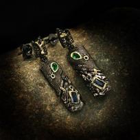 925 silver Black gold green stone earring ethnic retro style diy earrings wedding earrings for brides earring charms