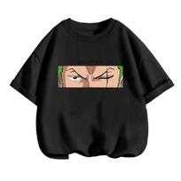 Casual Anime One Pieces Kids T-shirt Cartoon Printed Summer Sports Short Sleeve Luffy Tshirt Boys Girls Harajuku Shirt Kawaii1 S juoda