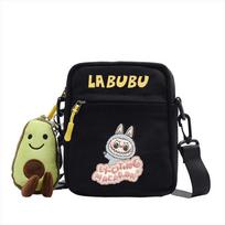 LABUBU canvas bag LABUBU peripheral small square bag doll nylon canvas lightweight simple versatile crossbody bag