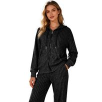 Sweatsuits Women 2 Piece Zip Up Hooded Sweatshirt With Pockets & Elastic Waist Pants, Soft Stretchy Fall Winter Outfit XXL juoda