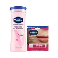 Vaseline Vitaminų šviesinantis kūno losjonas su niacinamidu ir rožių lūpų balzamo rinkinys