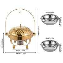 8,5 Qt/8 L bufeto pašildytuvas su dangčiu, 4 dalių rinkinys, apvalus nerūdijančio plieno bufeto pašildytuvas, auksinis pakabinamas dangtis, bufeto patiekalas auksas