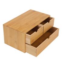 Bamboo Desktop Storage Organizer with Drawers, Drawer Box, Bamboo Mini Six-Drawer Cabinet,Integrated Design, 3-Drawer Makeup Box beige
