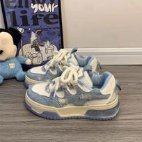 Džinsiniai moteriški platforminiai sportiniai batai sportbačiai Kawaii vintage Vulcanize laisvalaikio mada Harajuku tenisas moteriški plokščiapadžiai moteriški batai 35 mėlyna