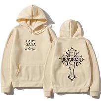 Lady Gaga Mada Džemperiai Lady Gaga MAYHEM Kirptas Spaudinys Džemperis Rudens Retro su Gobtuvu Drabužiai Unisex Laisvas Gatvės Stilius XS chaki