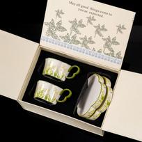 Light Luxury Green Lily of The Valley Coffee Cup and Saucer Set Afternoon Tea Cups  Ceramic Water Cups  Home Mugs As Souvenirs 250ml