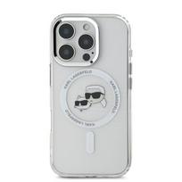 Coque voor iPhone 16 Pro Max - KARL LAGERFELD - Karl&Choupette veidas - Baltas metalas - IML - Elegantiškas