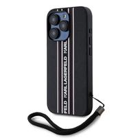 Karl Lagerfeld PU Saffiano Athleisure Stripe and Strap Galinė Danga iPhone 15 Pro Rožinė