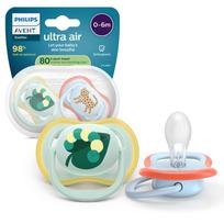 PHILIPS Avent Ultra air soothers, 0–6 months, 2 pack, light green and light blue (SCF087/02)