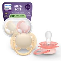 PHILIPS Avent Ultra soft -tutti, 0–6 months, 2 pieces/pack, yellow/orange, 80% plant-based materials (SCF091/38)