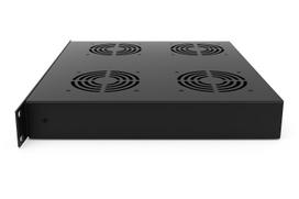 Ventiliatorių blokas 19" spintai 1U LK-CL-062 (juodas, 2 ventiliatoriai, su termostatu, LCD, 483x167x44 mm)
