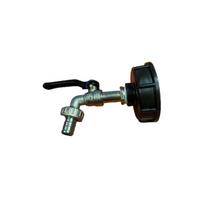 Metalinis IBC ventilis 60 mm su pajungimu laistymo žarnai ½" (juoda rankena)