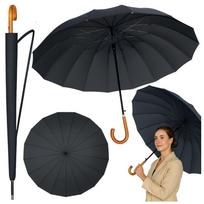 Ilgas automatinis skėtis 24 stipinų 115 cm medinė rankena