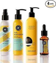 "COCUNAT Essentials for Curls" kondicionierius, plaukų formavimo gelis, argano aliejaus serumas, fiksuojamasis purškiklis, garbanotasis metodas, drėkina, maitina, apibrėžia ir sutramdo garbanas