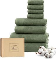 "Ferò" prabangių medvilninių rankšluosčių rinkinys, 8 dalys, mažo sukimo medvilnė, 550 g/m², "Oeko-Tex", itališkas dizainas, 2 rankšluosčiai 70 x 140 cm, 2 rankšluosčiai 50 x 100 cm, 4 rankšluosčiai svečiams 30 x 30 cm, žalios spalvos