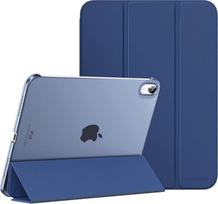 "MoKo" dėklas "iPad" 10 kartos 2022, "iPad" 10.9 dėklas, plonas lengvas PU odos planšetinio kompiuterio dėklas su automatinio užmigimo / pabudimo funkcija, permatoma kompiuterio nugarėlė, tamsiai mėlynas