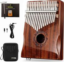 "Moozica Koa Koa Clay Wood Electric Kalimba Thumb" su integruotu imtuvu, 17 mygtukų ekvalaizeriu, 6,35 mm garso sąsaja ir profesionaliu kalimbos krepšiu