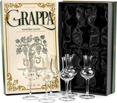 GLASSIQUE CADEAU Crystal Grappa ir likerio taurės | 6 taurių rinkinys | Mažos 90 ml grapos taurės, skirtos aperityvui, stipriesiems alkoholiniams gėrimams, limončeliui, šnapsui, sambukai | Taurės su ilga rankena