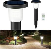 INTELAMP saulės žibintai lauko sodui su nuotolinio valdymo pulteliu, 2 baltų saulės lempų pakuotė Nerūdijančio plieno vandeniui atsparūs LED sodo žibintai 40 cm sodo žibintai kiemo takams 3800 mAh 500 LM
