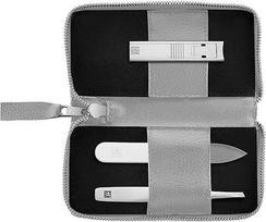 ZWILLING manikiūro ir pedikiūro rinkinys 3 dalių kompaktiškos nagų žirklės Vegan Apple Leather Case Grey