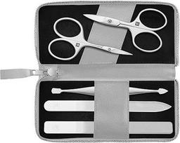 ZWILLING manikiūro ir pedikiūro rinkinys 5 dalių kombinuotos nagų žirklės Vegan Apple Leather Case Grey
