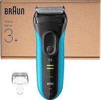 "Braun Series 3+" elektrinis skustuvas vyrams, 3 lankstūs peiliukai, skustuvas, efektyvus "MicroComb" vidurinis kirptuvas, tikslus kirptuvas, drėgnas ir sausas skustuvas vyrams, 3040si, mėlynas