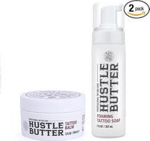 "Hustle Butter Deluxe" 150 ml ir "Hustle Butter" putojantis muilas tatuiruotei 207 ml - veganiška tatuiruočių priežiūra prieš, per ir po tatuiravimo - be žiaurumo, be parabenų, tinka visų tipų odai