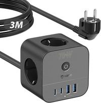 70W USB-C įkroviklis, 7-in-1 kištukinis lizdas su jungikliu, daugkartinis 3 m lizdas su greituoju USB įkrovimu, suderinamas su "iPhone 17/Pro/Pro Max/16/15", "MacBook Air", "iPad", "Pixel", "Galaxy", nešiojamuoju kompiuteriu