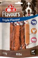 8in1 Triple Flavor Ribs Chew Snack 6 gabaliukai su vištienos filė, 1 pakuotė (113 g)