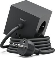 Kubelio kištukinis lizdas su USB-C ir USB, daugkartinis kištukinis lizdas su 3 lizdais ir 2 prievadais, magnetiniu pagrindu ir lipniu padu, 1,8 m ilgio laidas, 7 spalvų skandinaviško dizaino, "Avolt Square 1" (Stokholmo juoda, USB-C 1,8 m)
