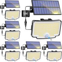 nipify 6 saulės šviesos žibintų pakuotė su judesio jutikliu, 318 LED 3 režimų saulės lauko šviesos prožektorius IP65, atsparus oro sąlygoms, itin ryškus saulės šviesos apšvietimas sienoms sode, lauke