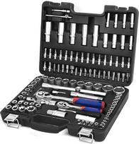WORKPRO 108 vnt. 1/2 colio 1/4 colio diskinių lizdų rinkinys su greito atlaisvinimo reketiniais raktais ir antgaliais Mechaninių įrankių rinkinys