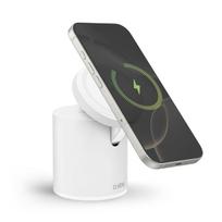 Belaidė Magnetinė Belaidė įkrovimo Stotelė "2-in-1", Skirta Išmaniųjų Telefonų Ausinėms - Balta
