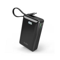 Powerbank 20000 Mah Usb-a Usb-c Su Ekranu, Integruotu 20 W Usb-c Kabeliu - Juodas