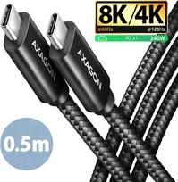 Axagon CABLE USB-C TO USB-C 0.5M 240W/8K BLACK BUCM4X-CM05AB AXAGON