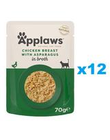 APPLAWS Cat Adult Pouch Chicken Breast with Asparagus in Broth vištiena ir šparagai sultinyje 12x70 g
