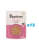 APPLAWS Cat Adult Pouch Tuna Fillet with Prawns in Broth tunas ir tigrinės krevetės sultinyje 12x70 g