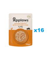APPLAWS Cat Adult Pouch Chicken Breast with Liver in Jelly vištiena ir kepenėlės drebučiuose 16x70 g