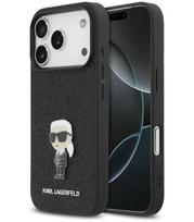 Juodas dėklas Apple iPhone 17 Pro telefonui "Karl Lagerfeld Fixed Glitter Metal Ikonik Case"