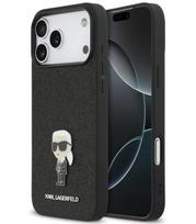 Juodas dėklas Apple iPhone 17 Pro Max telefonui "Karl Lagerfeld Fixed Glitter Metal Ikonik Case"