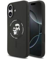 Juodas dėklas Apple iPhone 17 telefonui "Karl Lagerfeld Liquid Silicone Karl and Choupette MagSafe Case"