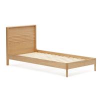Viengulė lova natūralios spalvos su lovos grotelėmis iš ąžuolo masyvo 90x200 cm Lenon – Kave Home