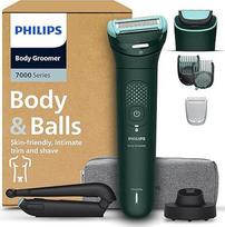 "Philips" kūno kirpimo mašinėlė 7000 serija - trimeris vyrams su "2D Flex" galvute, "Triple Protect" skutimo sistema, keičiamomis galvutėmis, intymiam kirpimui ir skutimui, 100 % atsparus dušui, veikia 120 minučių, modelis BG7485/30
