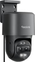 "Reolink" 4K 8MP PTZ PoE lauko stebėjimo kamera su dvigubu objektyvu, 6X hibridiniu priartinimu, 355°/90° posūkiu, automobilio sekimu, spalvotu naktiniu matymu, asmens, transporto priemonės ar gyvūno aptikimu, dvipusiu garsu, "TrackMix PoE Grey
