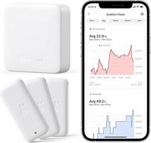 "SwitchBot" WLAN drėgmės termometras vidaus ir lauko termometras 3 pakuotės su "Hub Mini", IP65 vandeniui atsparus temperatūros ir drėgmės jutiklis su programėlės pranešimais ir nemokama duomenų saugykla
