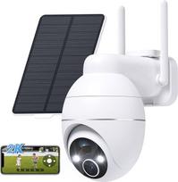 2K lauko stebėjimo kamera, saulės baterija, belaidė 2,4 GHz WLAN lauko kamera, 360° PTZ stebėjimo kamera lauke, spalvotas naktinis matymas, PIR aptikimas, dvipusis garsas IP66 (balta)